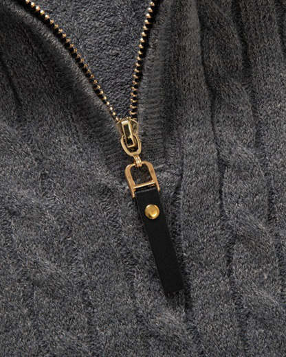 Autumn new men's zipper half-high collar twist knit bottoming shirt