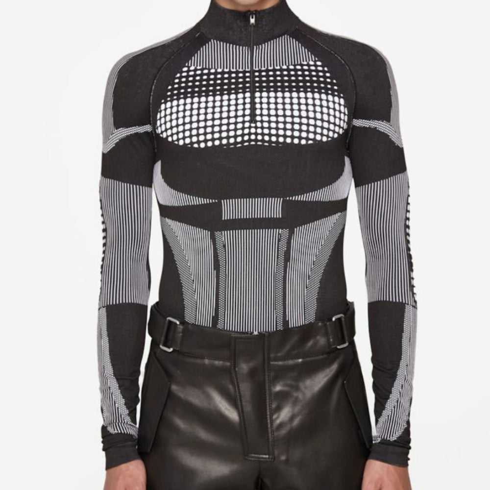 Summer new men's zipper tight stretch breathable top