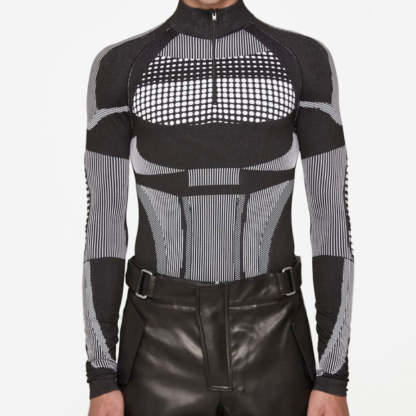 Summer new men's zipper tight stretch breathable top