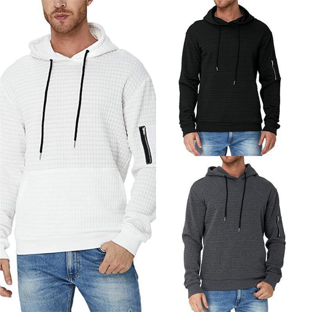 Trendy Men's Jacquard Zip Pocket Long Sleeve Sweatshirt
