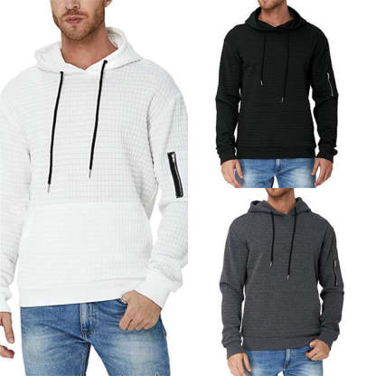 Trendy Men's Jacquard Zip Pocket Long Sleeve Sweatshirt