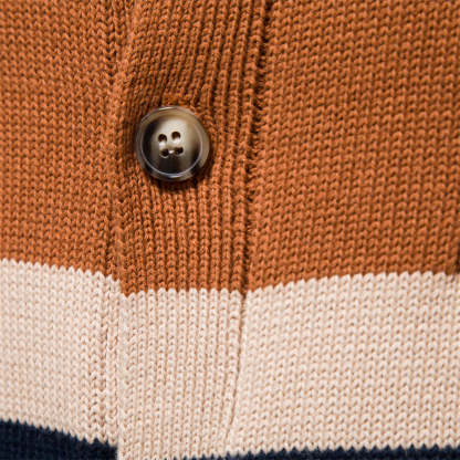 Men's Colorblock Cotton Long Sleeve Cardigan