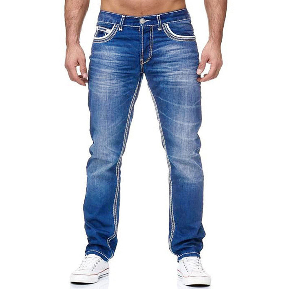 Men's Slim Fit Double Line Denim Trousers