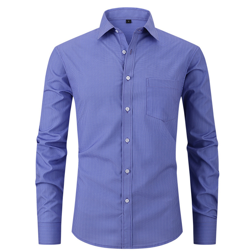 Diggetty Check Print Business Casual Stretch Long Sleeve Shirt