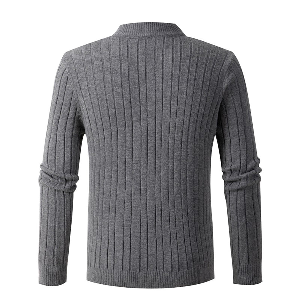 Autumn new men's zipper half-high collar twist knit bottoming shirt