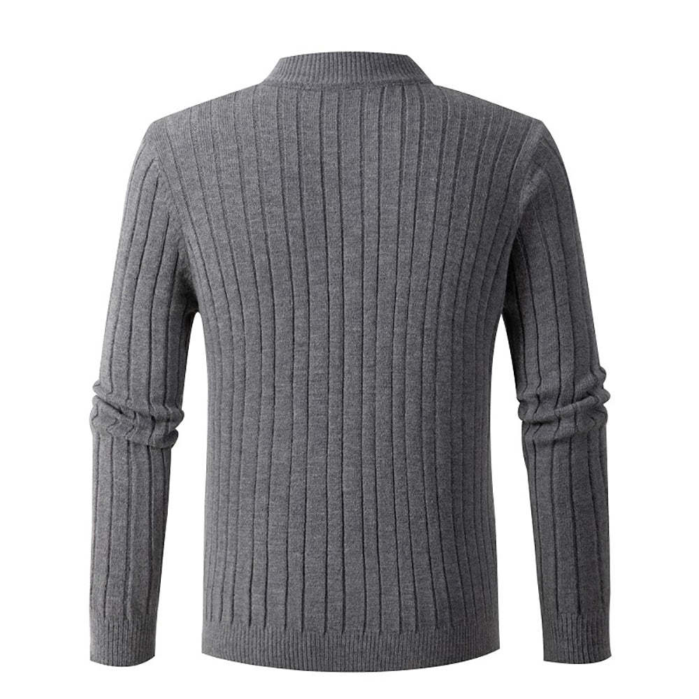 Autumn new men's zipper half-high collar twist knit bottoming shirt