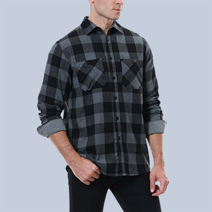 Diggetty Men's Casual Plaid Long Sleeve Shirt