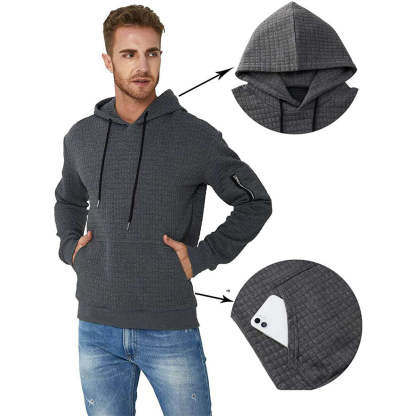 Trendy Men's Jacquard Zip Pocket Long Sleeve Sweatshirt