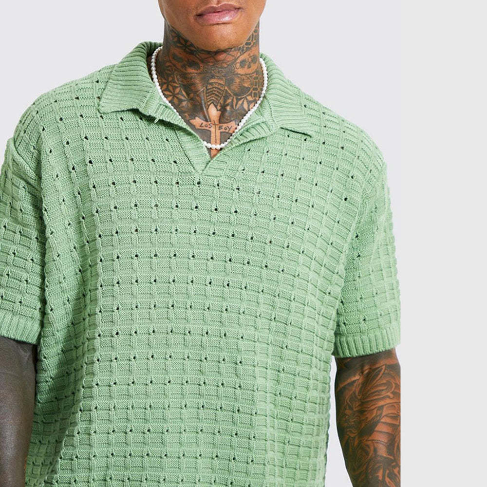 Men's knitted short-sleeve polo shirt