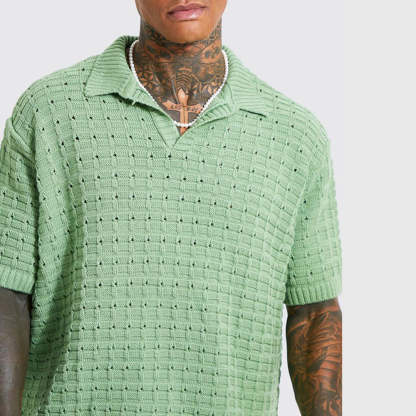 Men's knitted short-sleeve polo shirt
