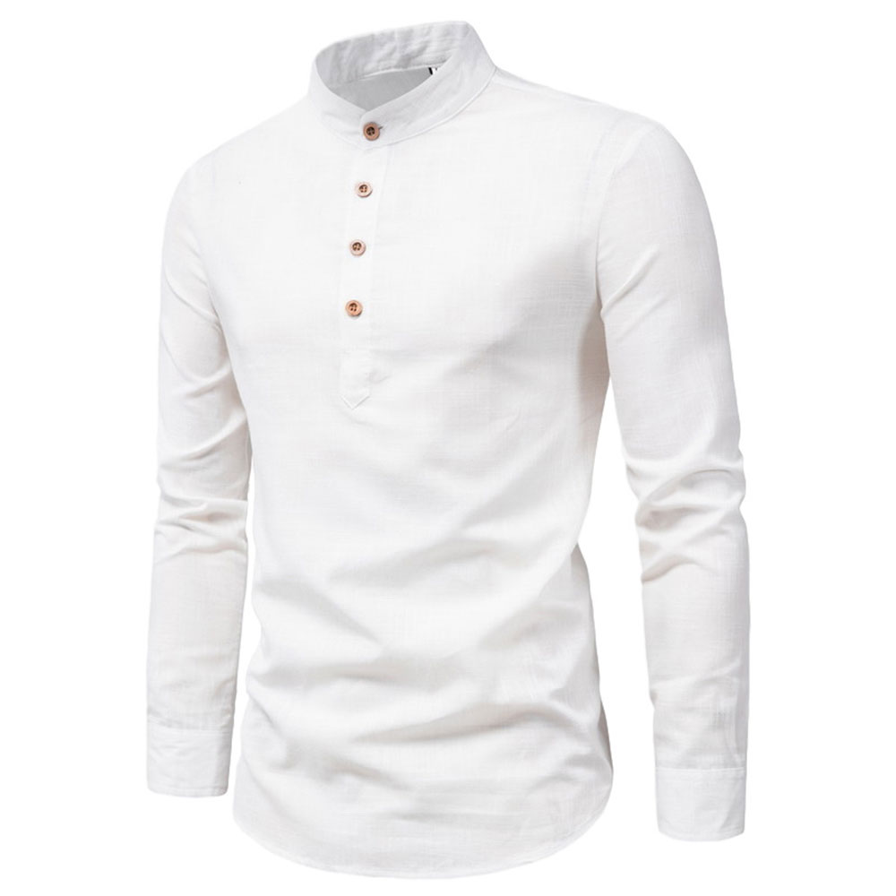 2023 Frühling neue Männer Außenhandel einfarbig langärmliges lässiges Slim-Fit Kragenhemd Herrenhemd