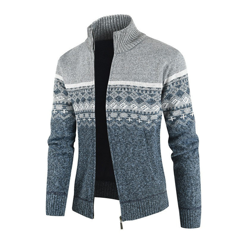 Sokeria Miesten kauluksella neulottu jacquard-villapaita