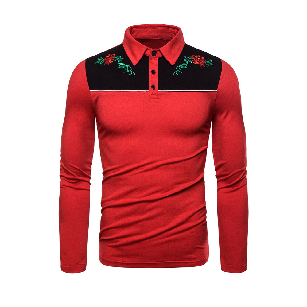 Mangas largas de patchwork floral de moda para hombres