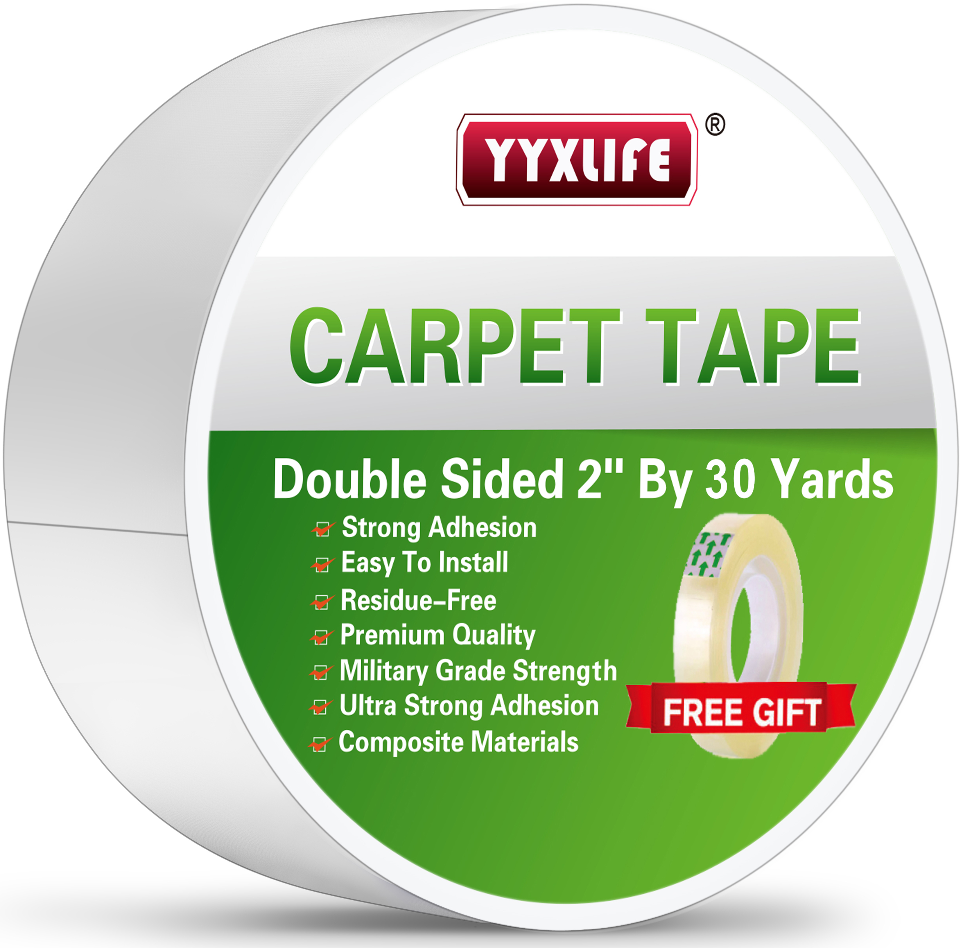 YYXLIFE Rug Tape Double Sided Carpet Tape Heavy Duty, 2 Inch x 30 Yards, Carpet Adhesive Removable Multi-Purpose Tape Cloth for Area Rugs, Outdoor Rugs, Carpets, Tape Carpet Adhesive, White