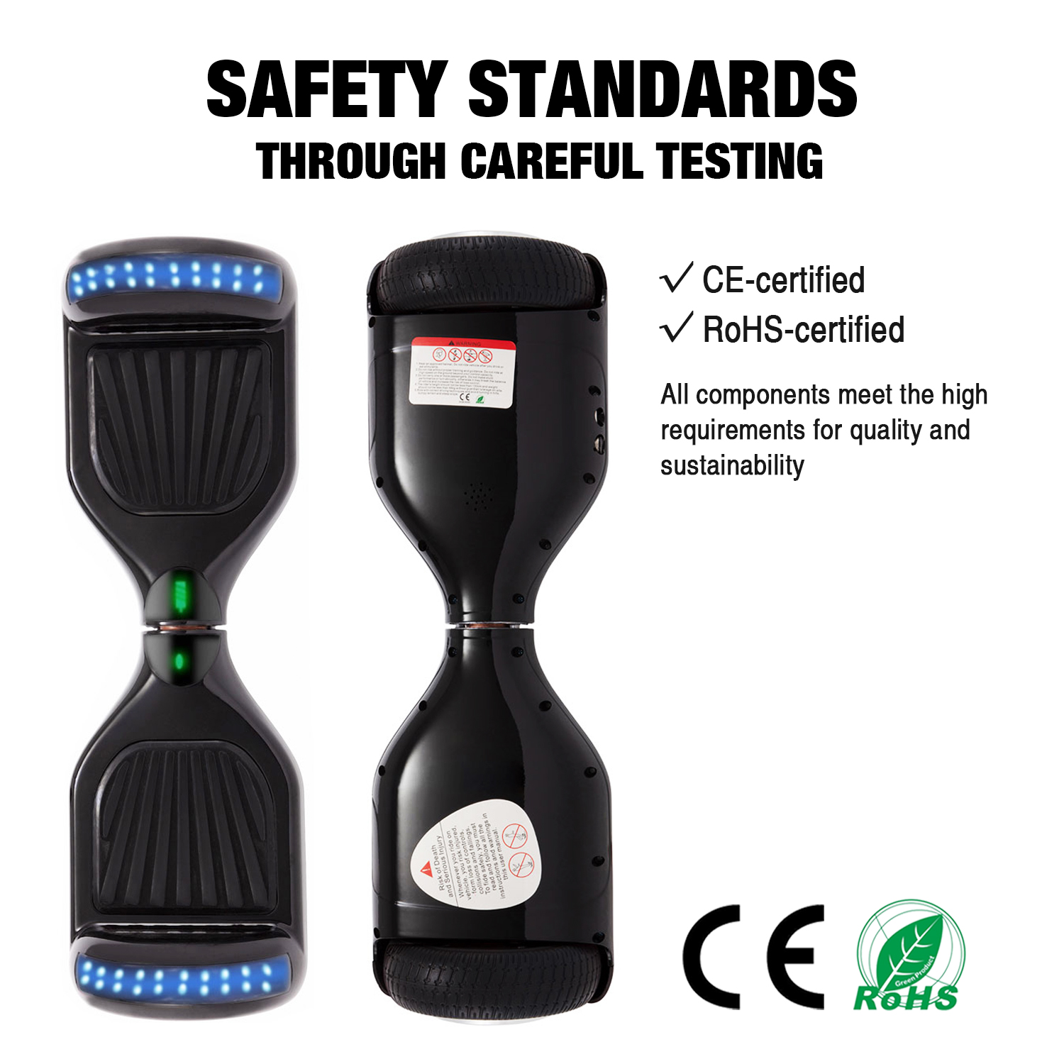 Black 6.5" Hoverboard Bluetooth & Classic LED