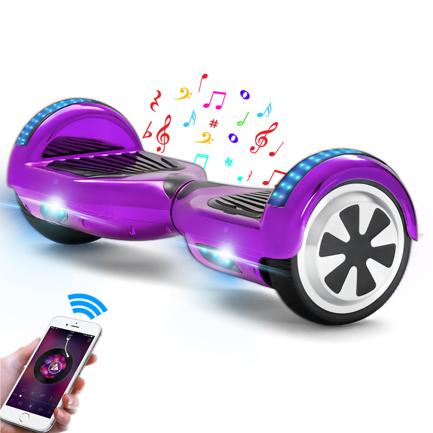 Chrome Purple 6.5" Hoverboard Bluetooth & LED Brilliant Lights