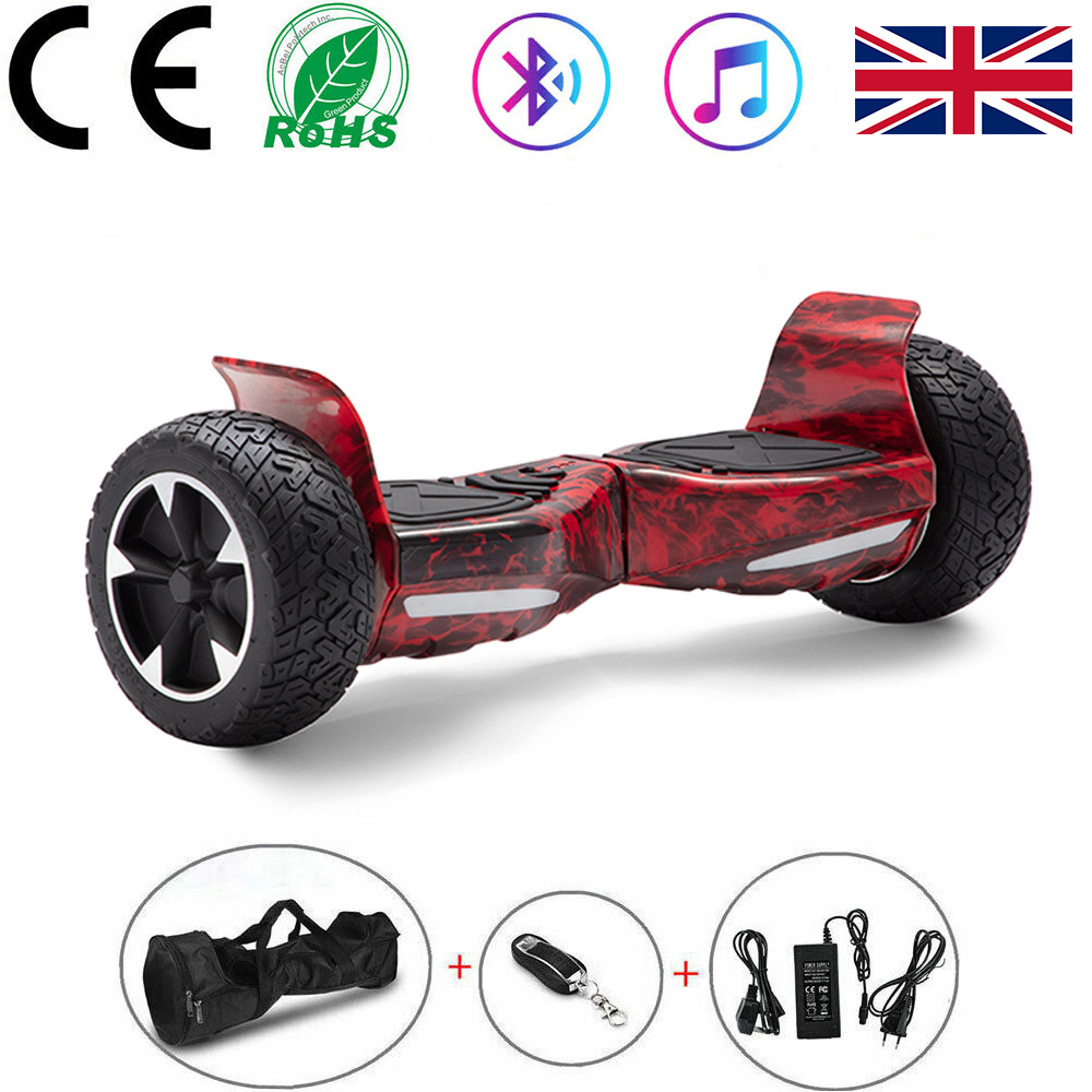 8.5 Inches Off Road Hoverboard Red Flame With Bluetooth Music And Lights
