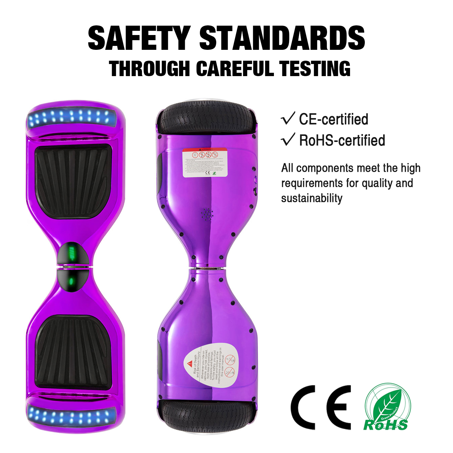 Chrome Purple 6.5" Hoverboard Bluetooth & Classic LED