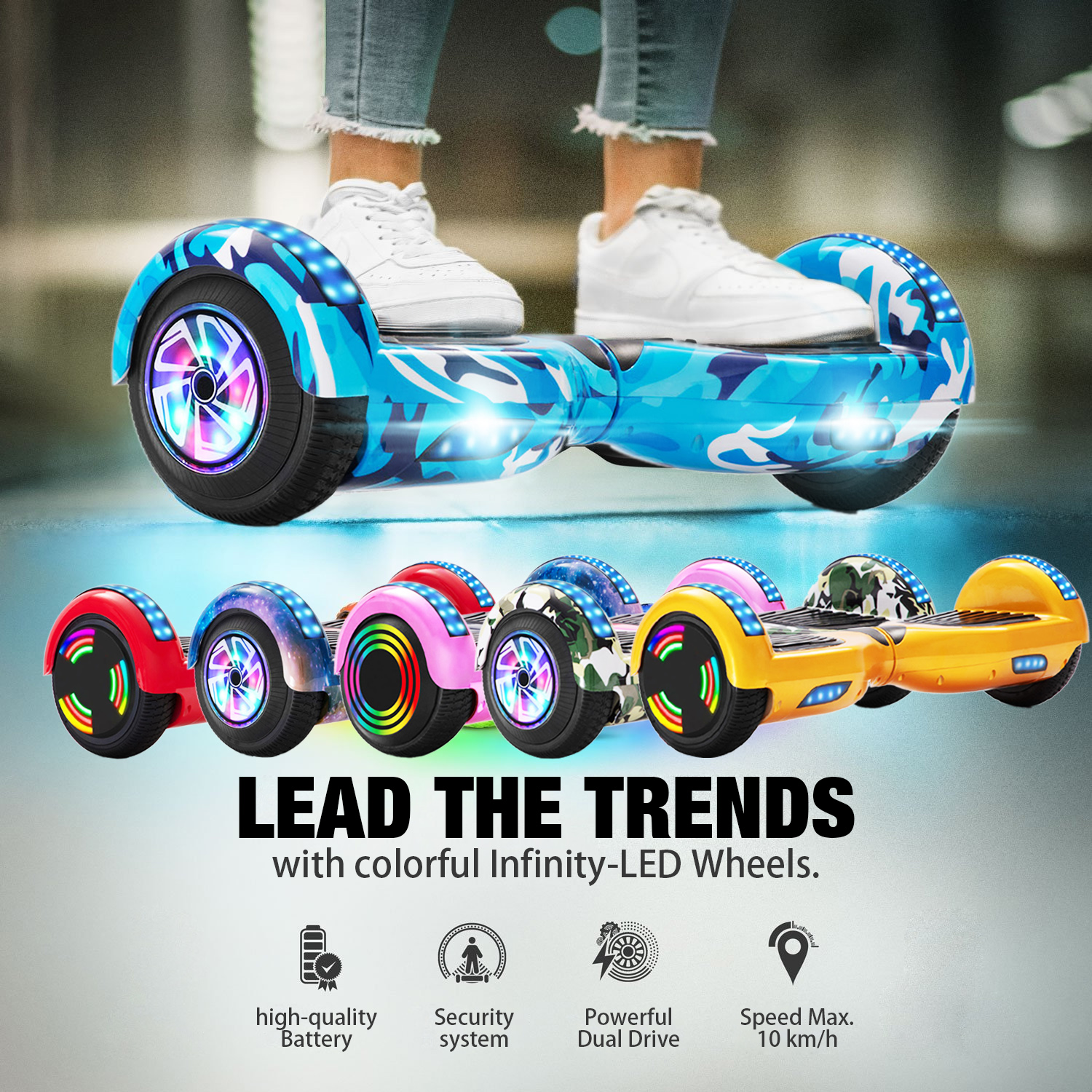 Graffiti White 6.5" Hoverboard Bluetooth & Classic LED