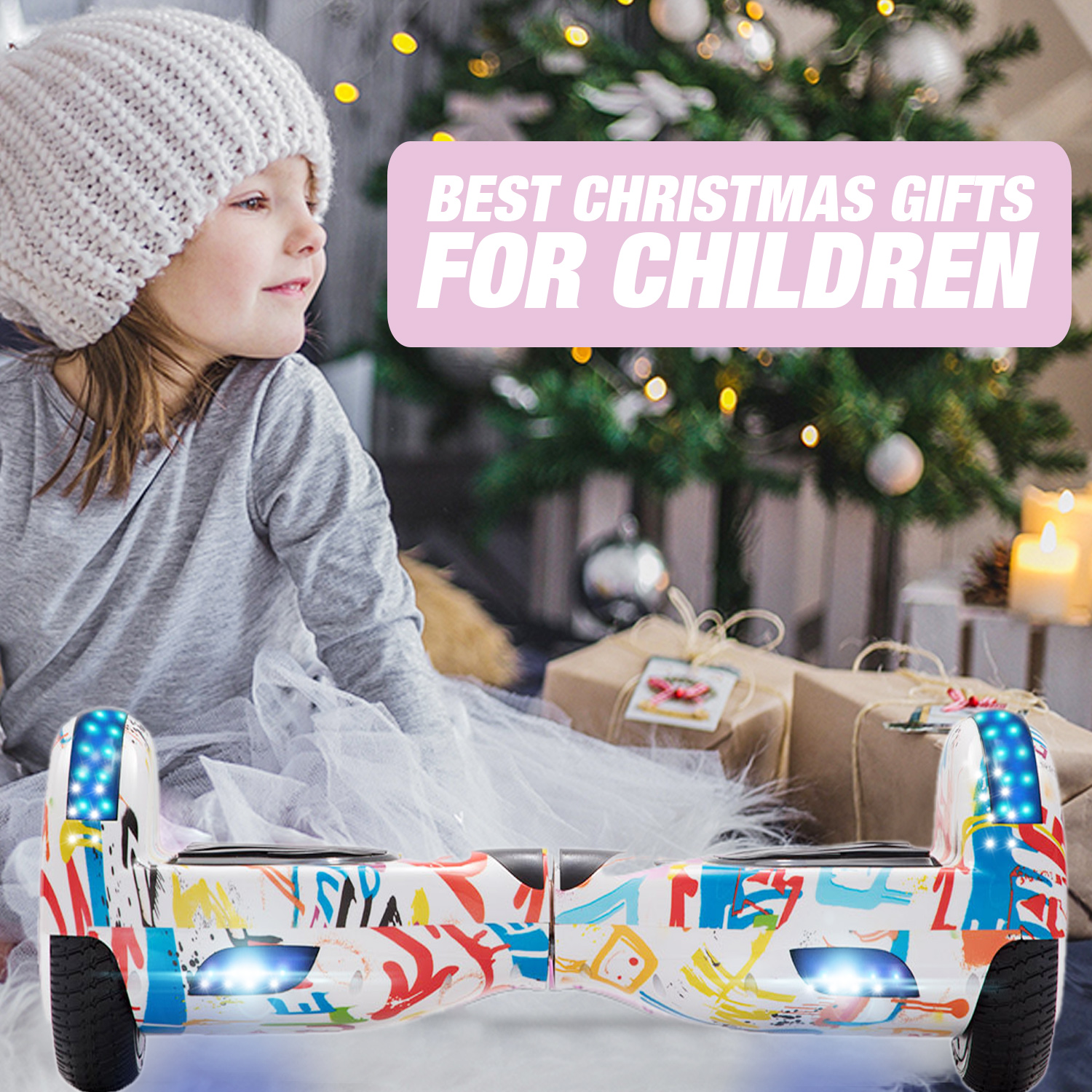 Graffiti White 6.5" Hoverboard Bluetooth & Classic LED