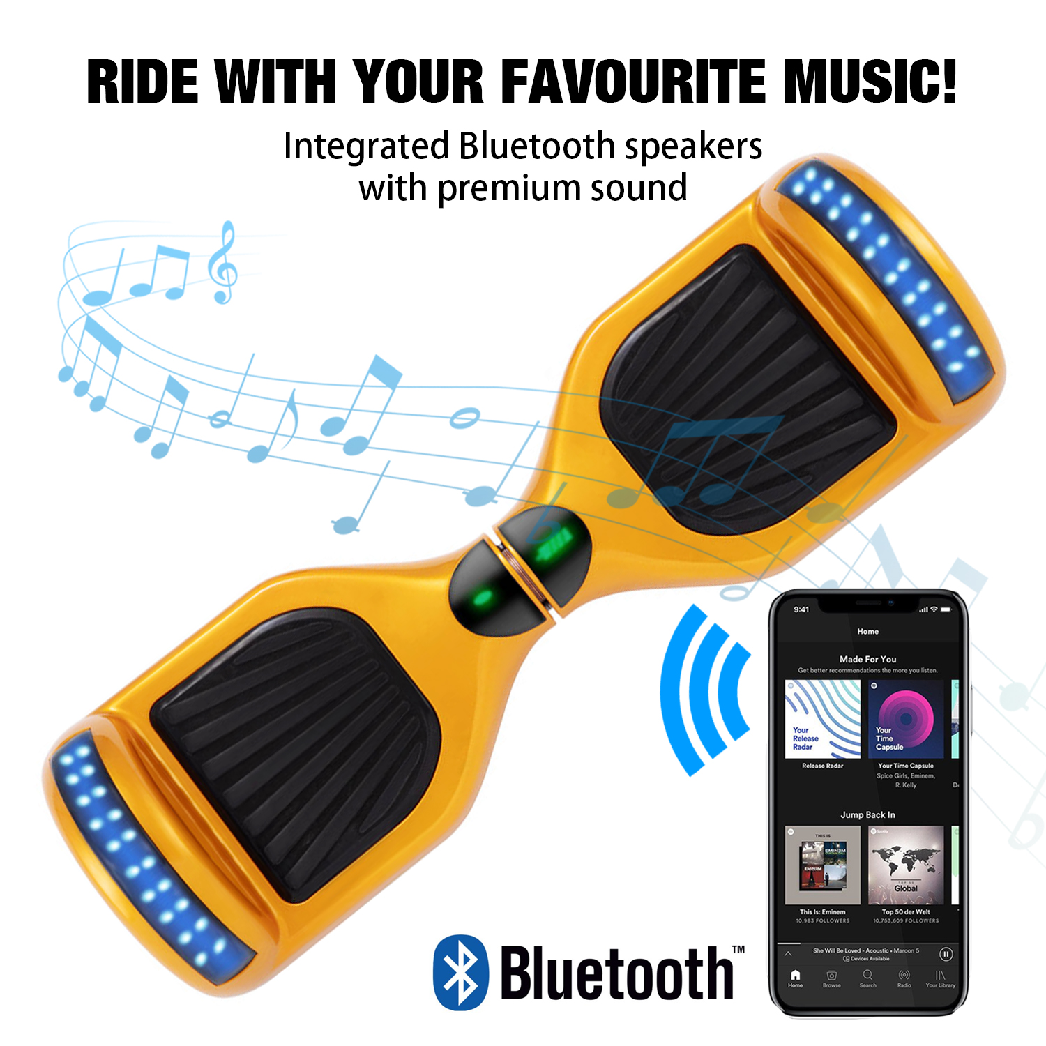 Golden 6.5" Hoverboard Bluetooth & Classic LED