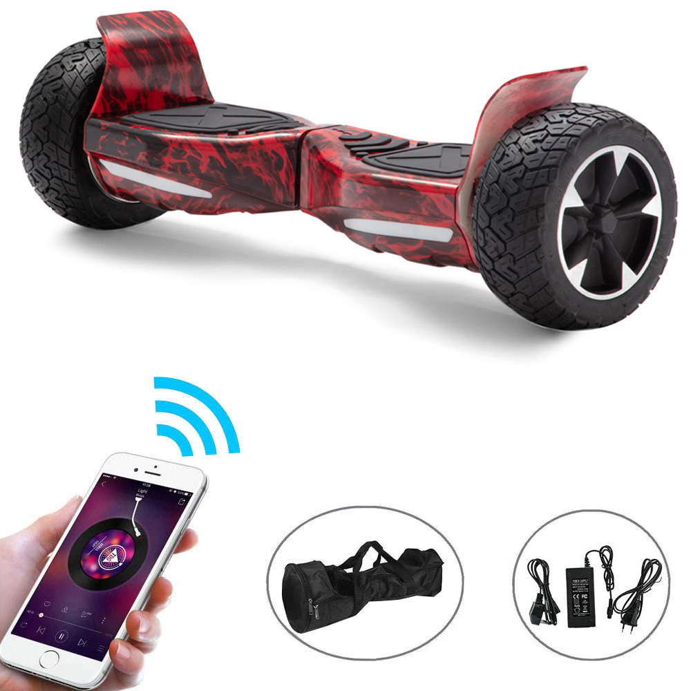 8.5 Inches Off Road Hoverboard Red Flame With Bluetooth Music And Lights