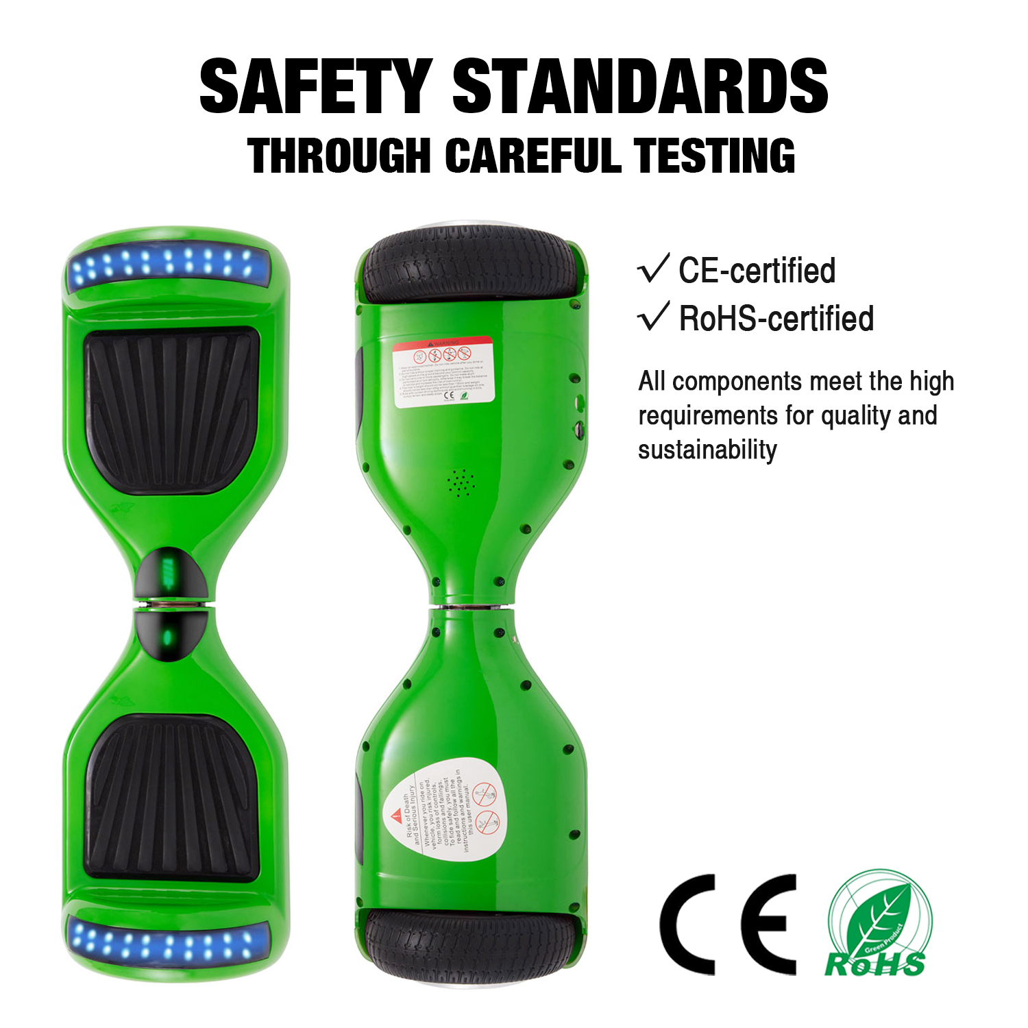 Green 6.5" Hoverboard Bluetooth & LED Brilliant Lights UK