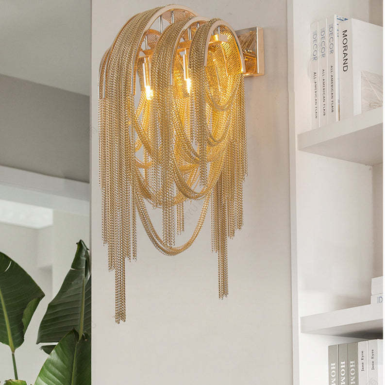 Sophia Modern Aluminum Chain Tassel Wall Sconce - Yami Lightings