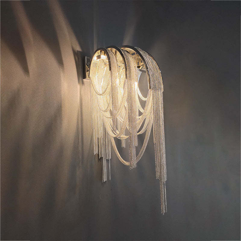 Sophia Modern Aluminum Chain Tassel Wall Sconce - Yami Lightings
