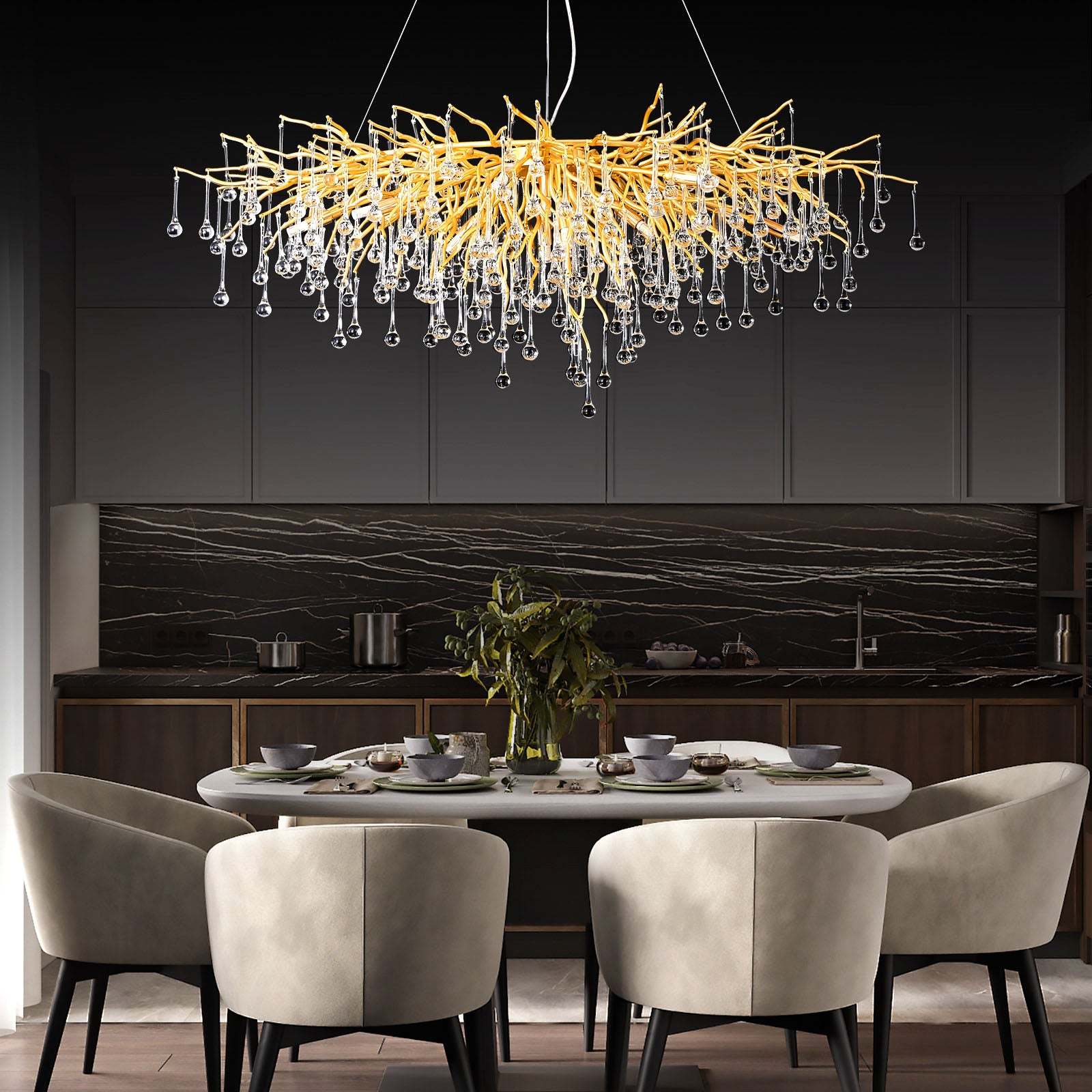 Modern Crystal Branch Raindrop Chandelier - Yami Lightings