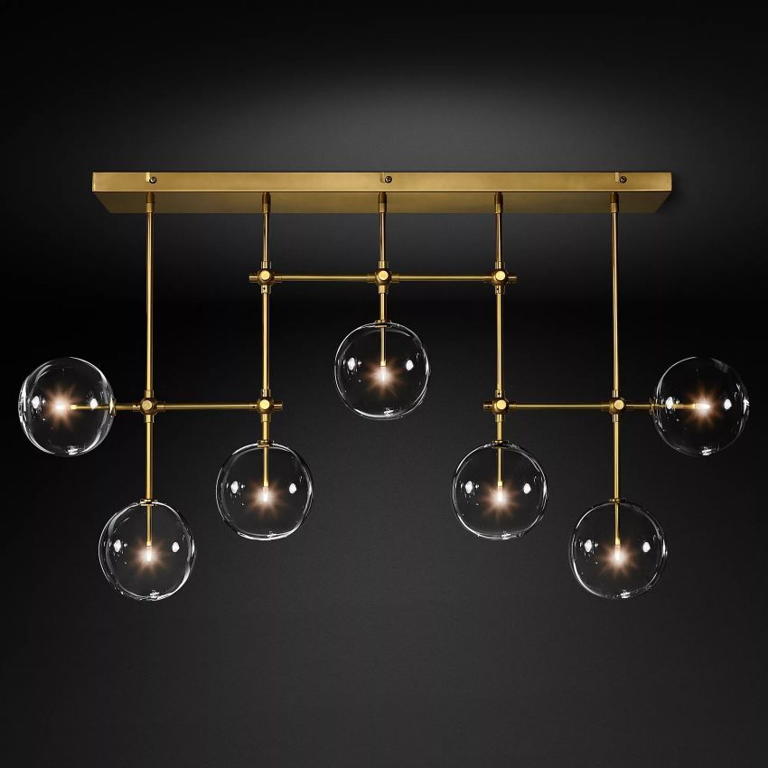 Glass Globe Moblie Linear Chandelier 60" - Yami Lightings