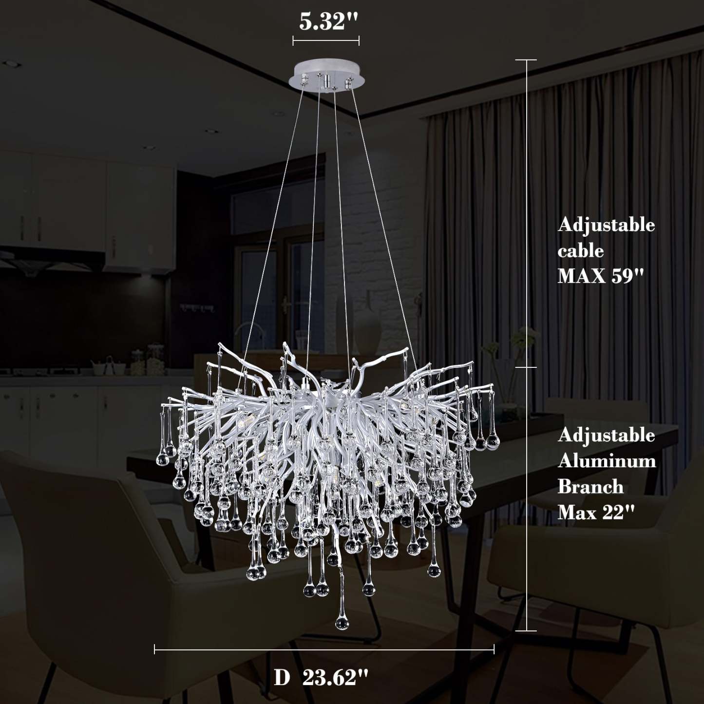 Modern Crystal Branch Raindrop Chandelier - Yami Lightings