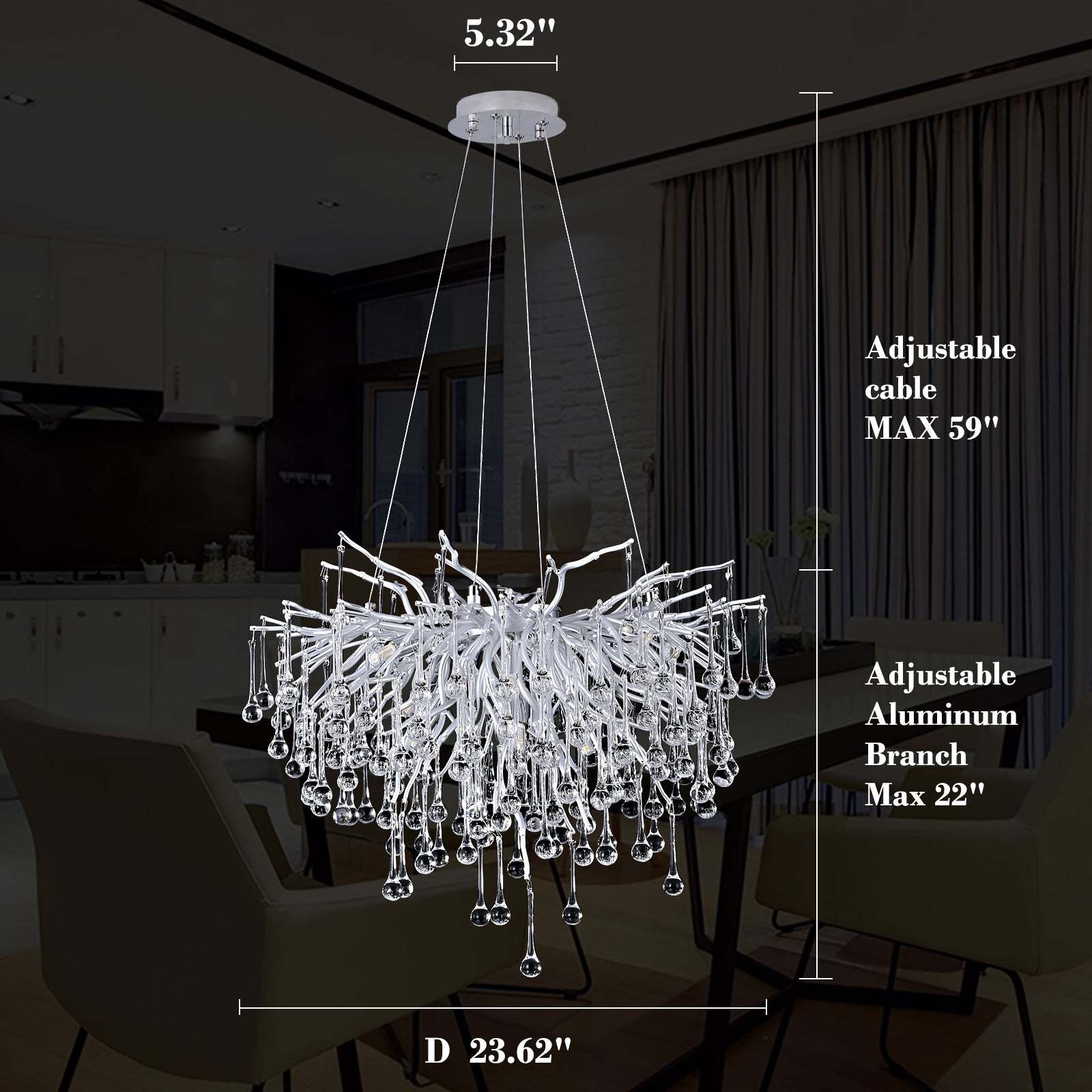 Modern Crystal Branch Raindrop Chandelier - Yami Lightings