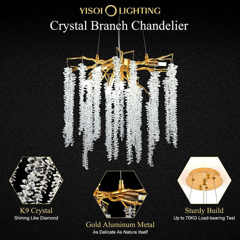 Doris Modern K9 Crystal Branch Chandelier - Yami Lightings