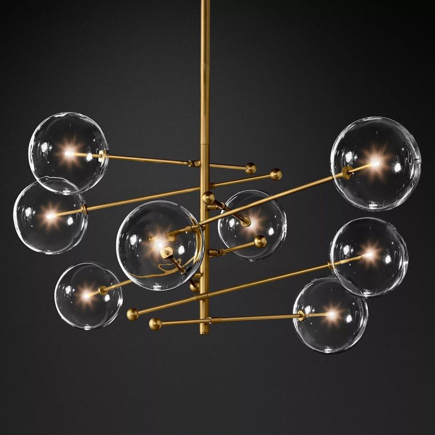Glass Globe Mobile Eight-Arm Chandelier 79" - Yami Lightings