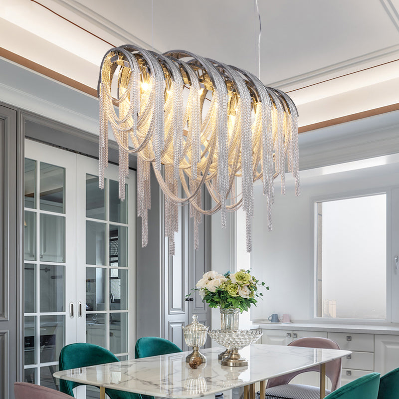 Aurora Luxury Aluminum Chain Tassel Chandelier - Yami Lightings
