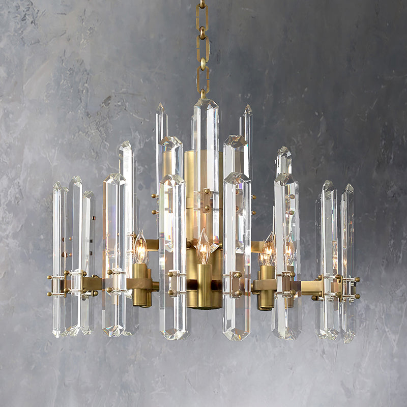 Bonnie Faceted Crystal Prisms Round Chandelier - Yami Lightings
