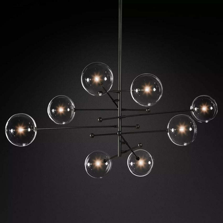 Glass Globe Mobile Eight-Arm Chandelier 79" - Yami Lightings