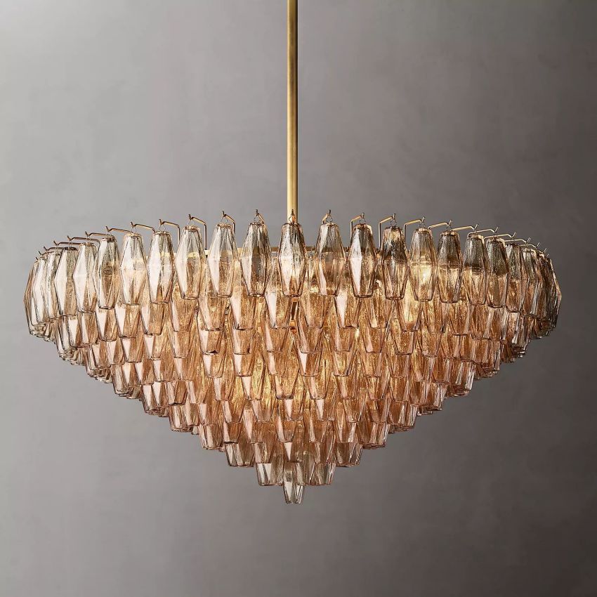 Murano Smoke Glass Tiered Round Chandelier - Yami Lightings