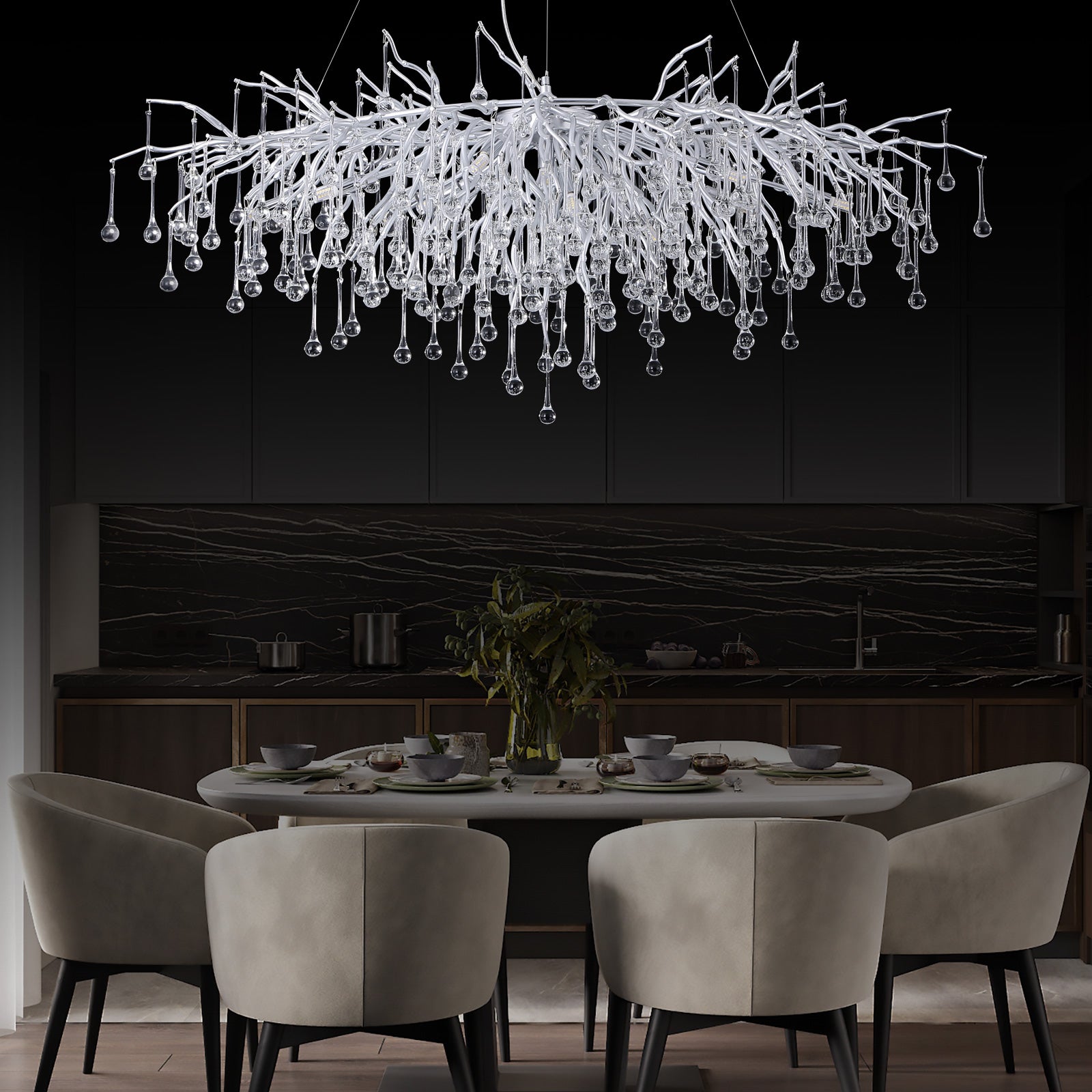 Modern Crystal Branch Raindrop Chandelier - Yami Lightings