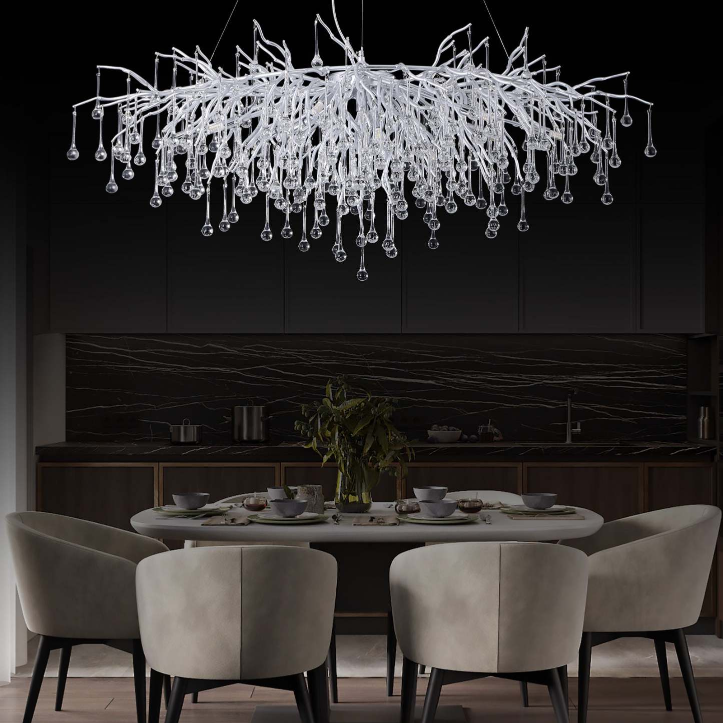 Modern Crystal Branch Raindrop Chandelier - Yami Lightings