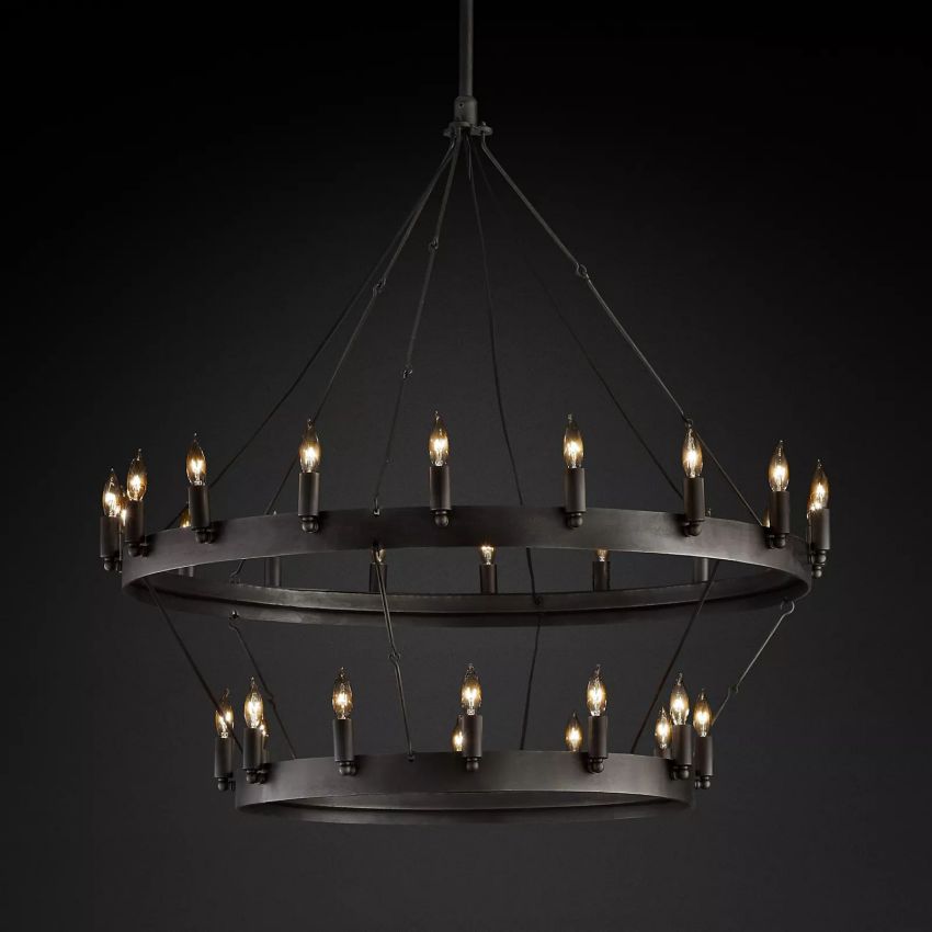 Vintage Candelabra Two-Tier Round Chandelier - Yami Lightings