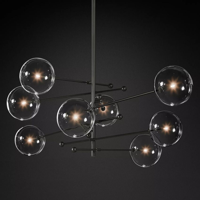 Glass Globe Mobile Eight-Arm Chandelier 79" - Yami Lightings