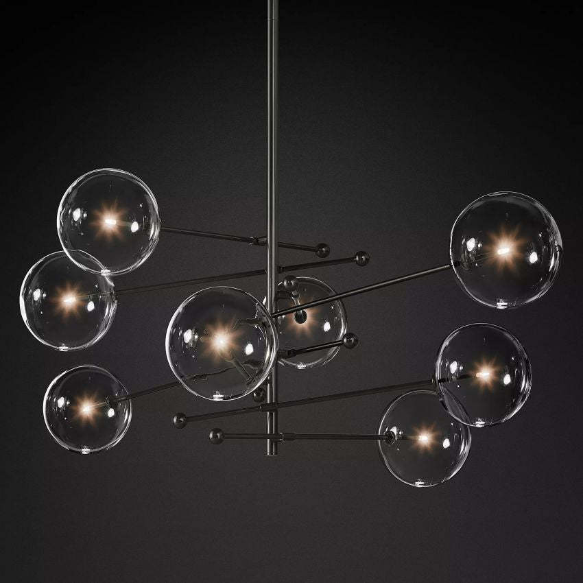 Glass Globe Mobile Eight-Arm Chandelier 79" - Yami Lightings