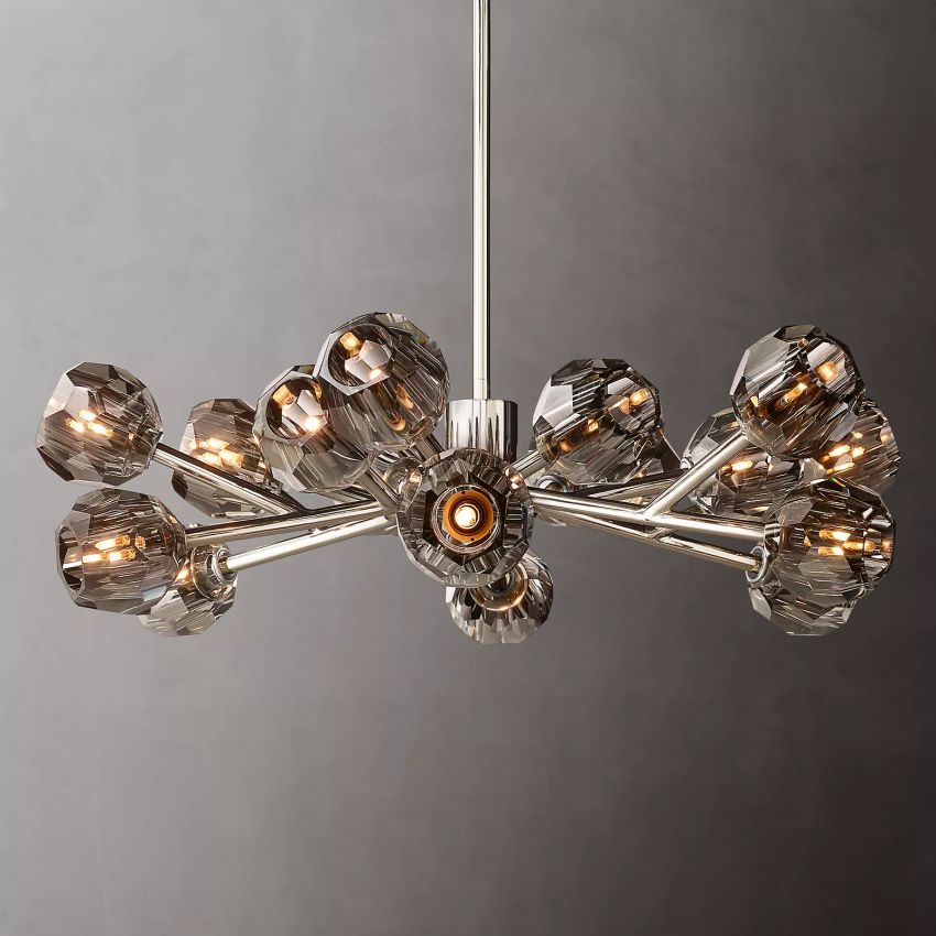 Belle De Crystal Ball Round Chandelier 36" - Yami Lightings