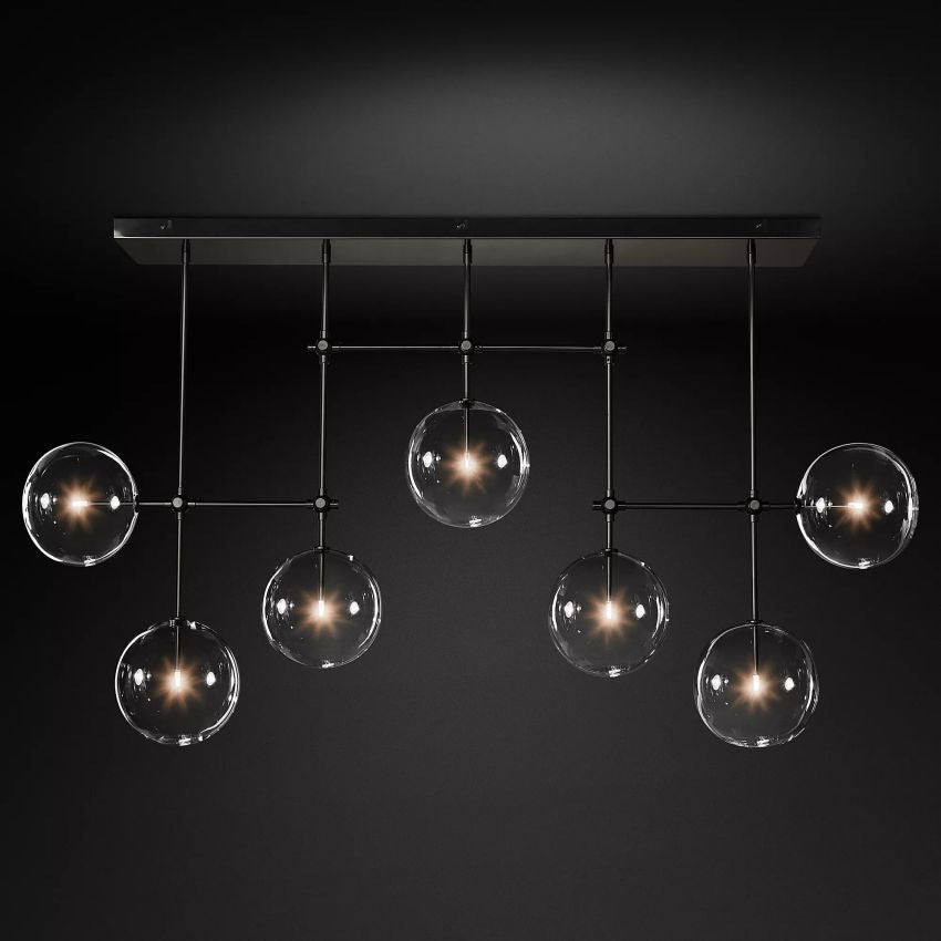 Glass Globe Moblie Linear Chandelier 60" - Yami Lightings