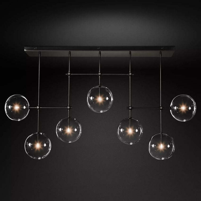 Glass Globe Moblie Linear Chandelier 60" - Yami Lightings