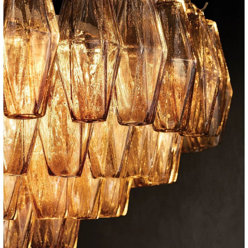 Murano Smoke Glass Tiered Round Chandelier - Yami Lightings
