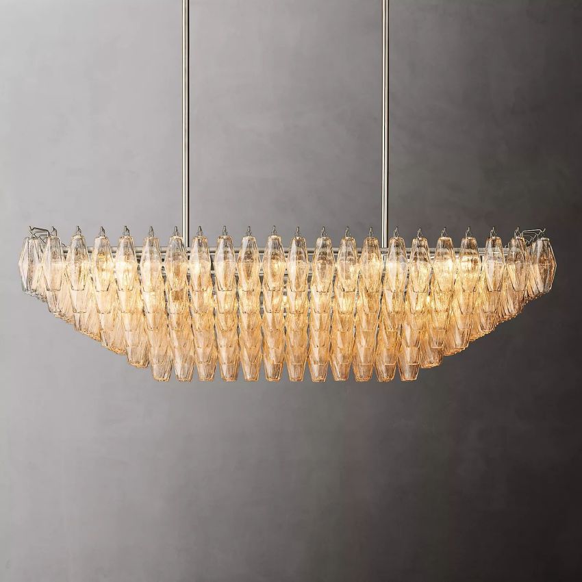 Murano Clear Glass Tiered Rectangular Chandelier - Yami Lightings