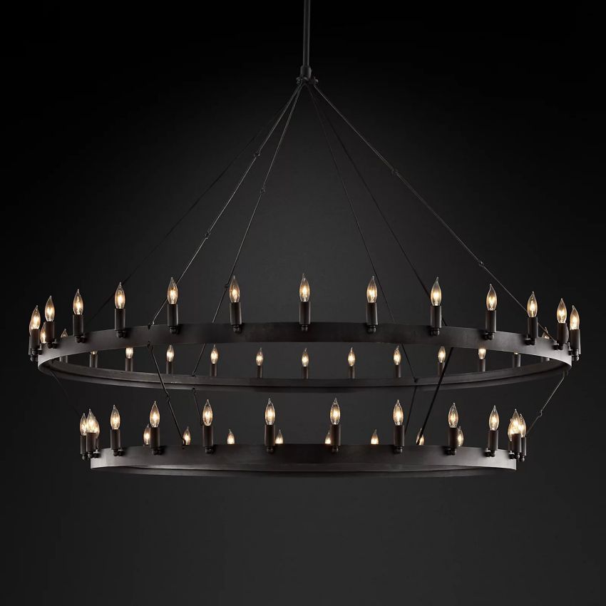 Vintage Candelabra Two-Tier Round Chandelier - Yami Lightings